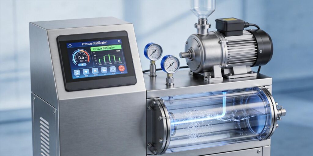 Vacuum system control panel showing stable pressure feedback