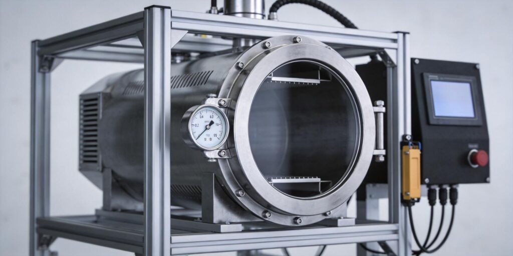 Vacuum gauge installed on industrial metal 3D printer chamber