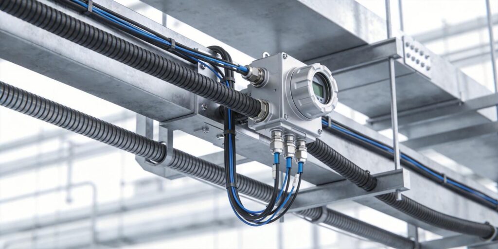 Industrial wiring connected to vacuum gauge transmitter