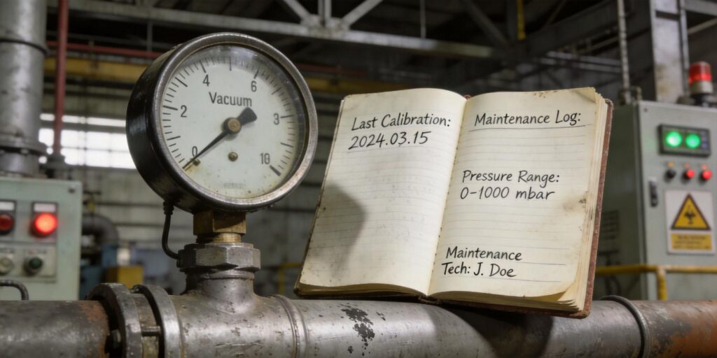 Vacuum gauge installed on industrial production line