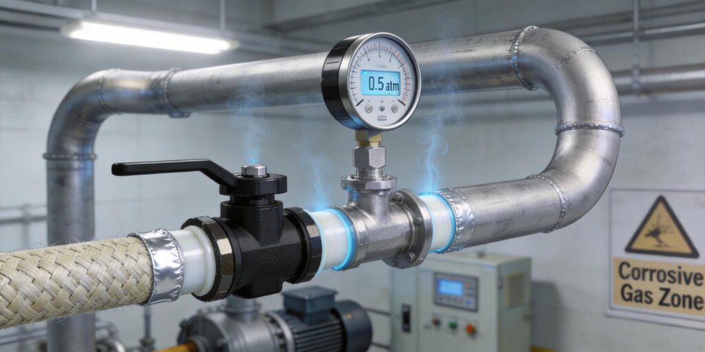 Vacuum gauge installed on corrosive gas processing line