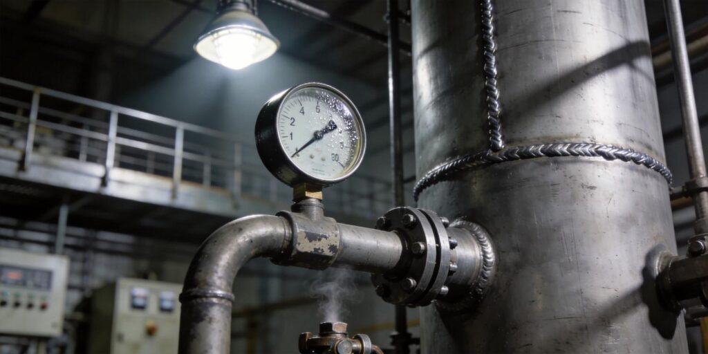 Vacuum gauge installed on industrial distillation system