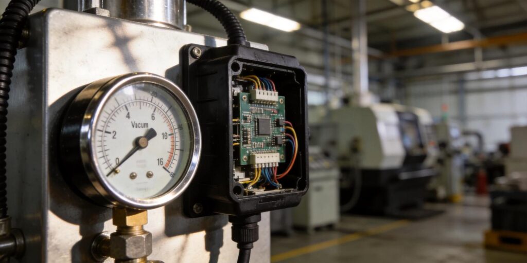 Vacuum gauge electronic module installed on industrial system