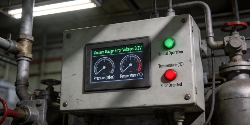 Vacuum gauge signal shown as error range on control panel
