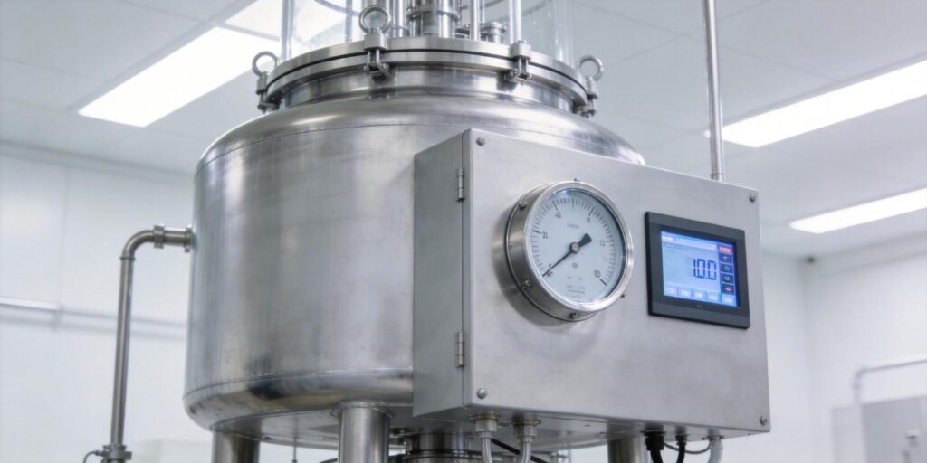 Vacuum gauge installed on pharmaceutical freeze dryer chamber