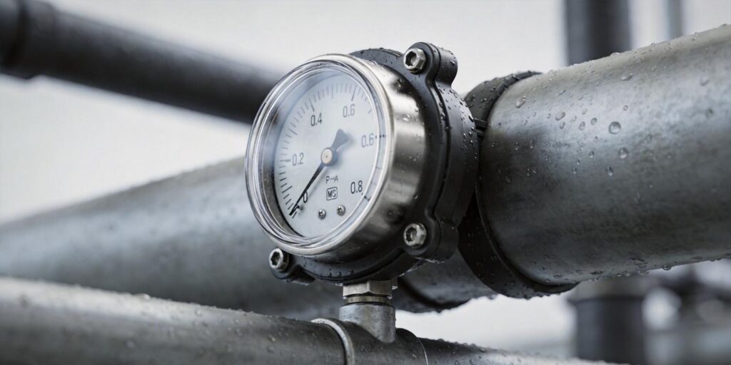 Vacuum gauge installed with protective enclosure in humid facility