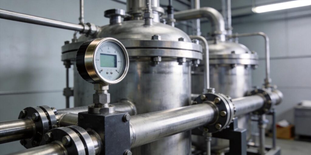 Vacuum gauge installed on hydrogen processing vacuum line