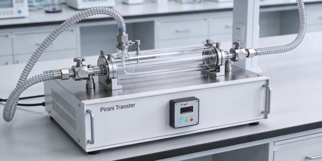 Pirani vacuum transmitter installed in laboratory vacuum experiment