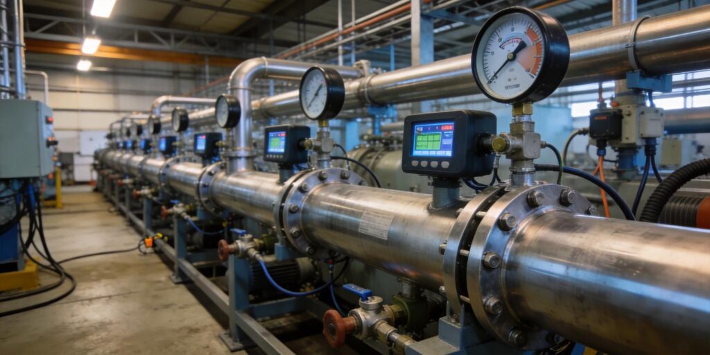 Vacuum gauges operating on continuous industrial production system