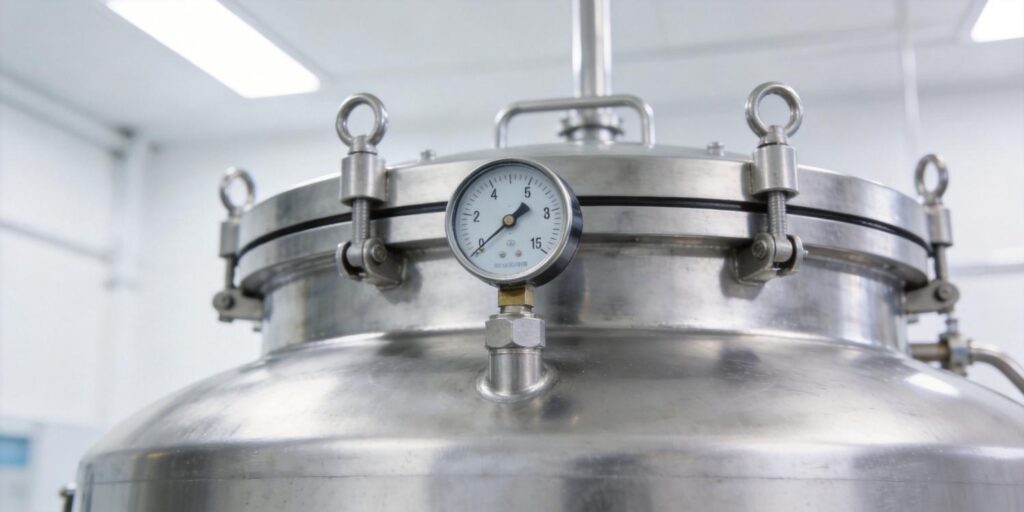 Vacuum gauge installed on medical sterilization chamber