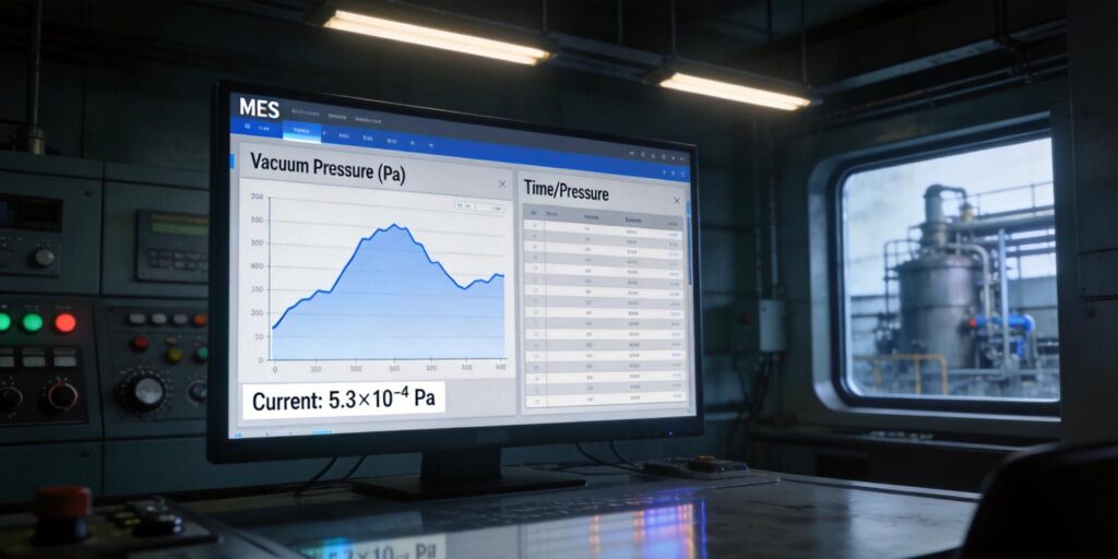 MES screen displaying real-time vacuum data