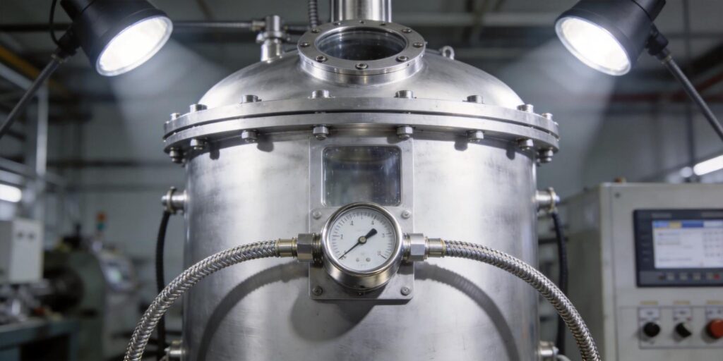Cold cathode vacuum gauge installed on metallizing chamber