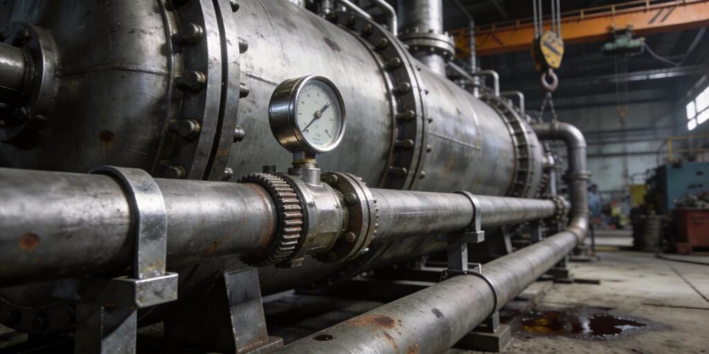 Vacuum gauge mounted on metallurgical furnace pipeline