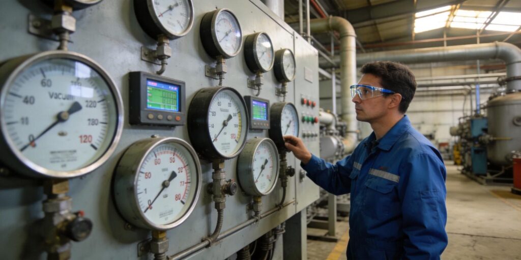 Industrial vacuum gauges installed on production line
