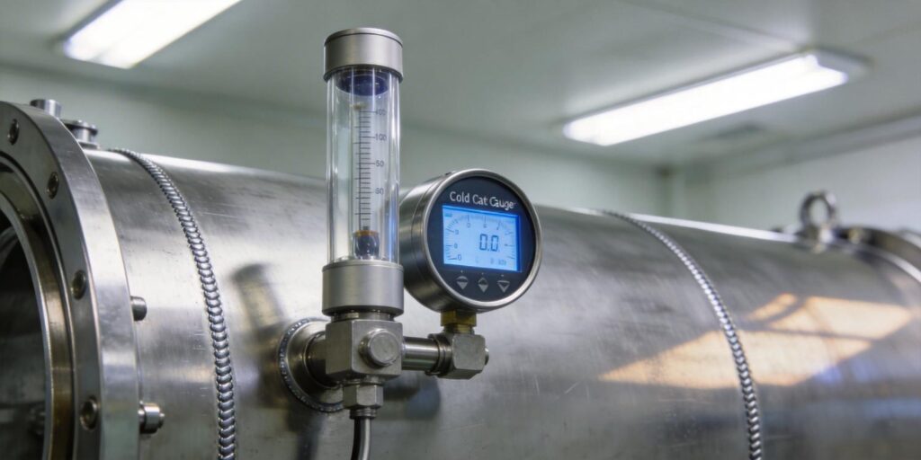 Cold cathode gauge installed on ultra-high vacuum chamber