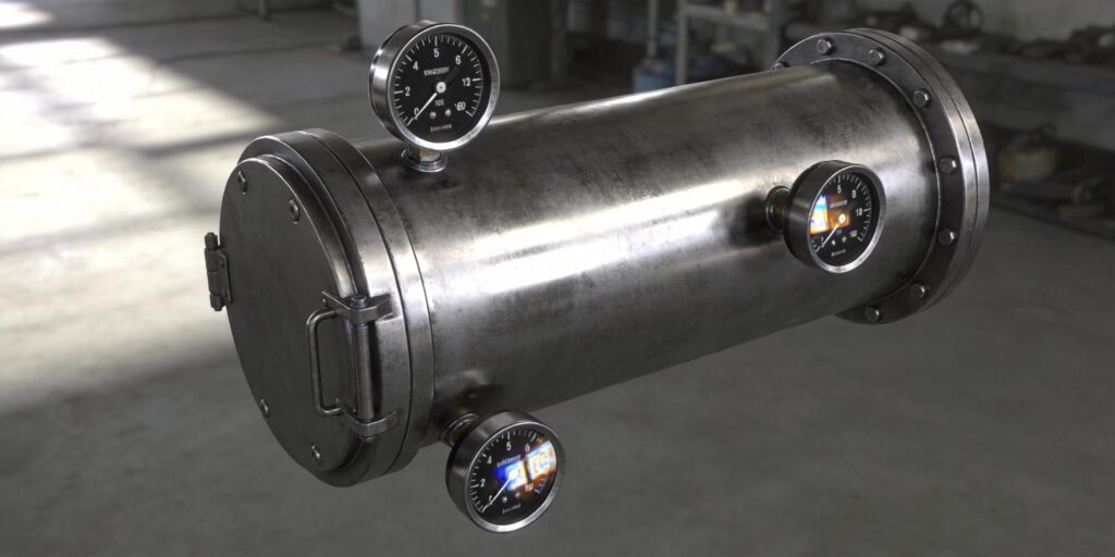 Vacuum gauge mounted on side of industrial chamber