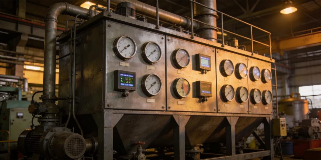Multiple vacuum gauges installed across industrial plant