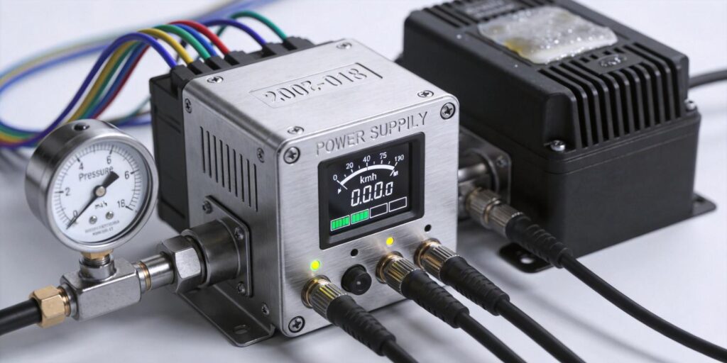 Industrial power supply connected to vacuum gauge