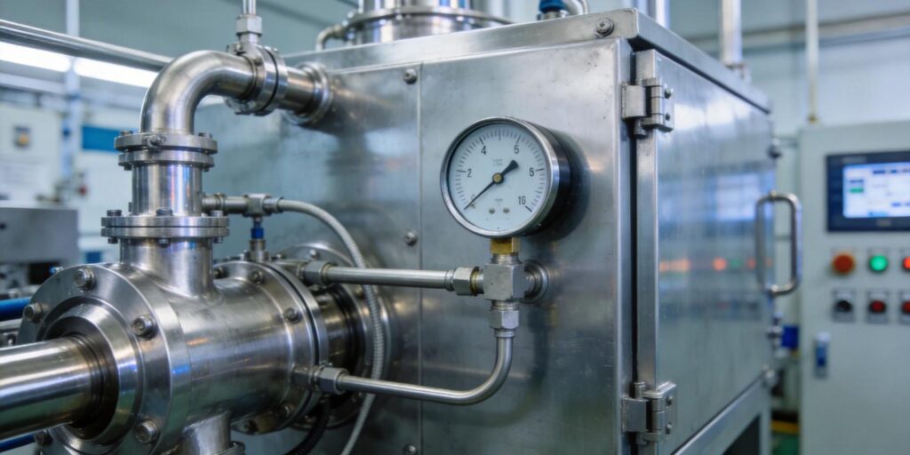 Vacuum gauge installed in reactive gas industrial chamber