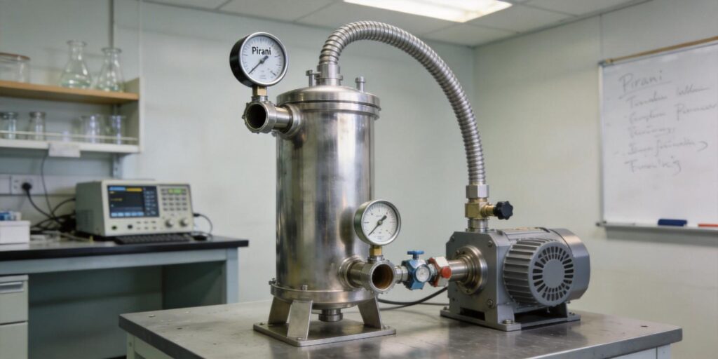 Pirani and cold cathode gauges installed in research lab