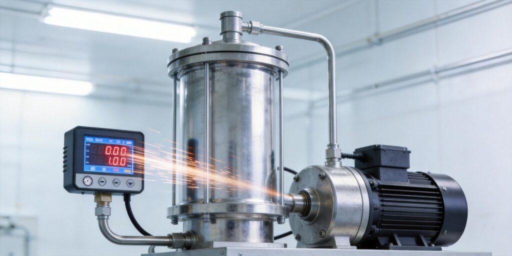 Digital vacuum gauge display during rapid pressure decrease