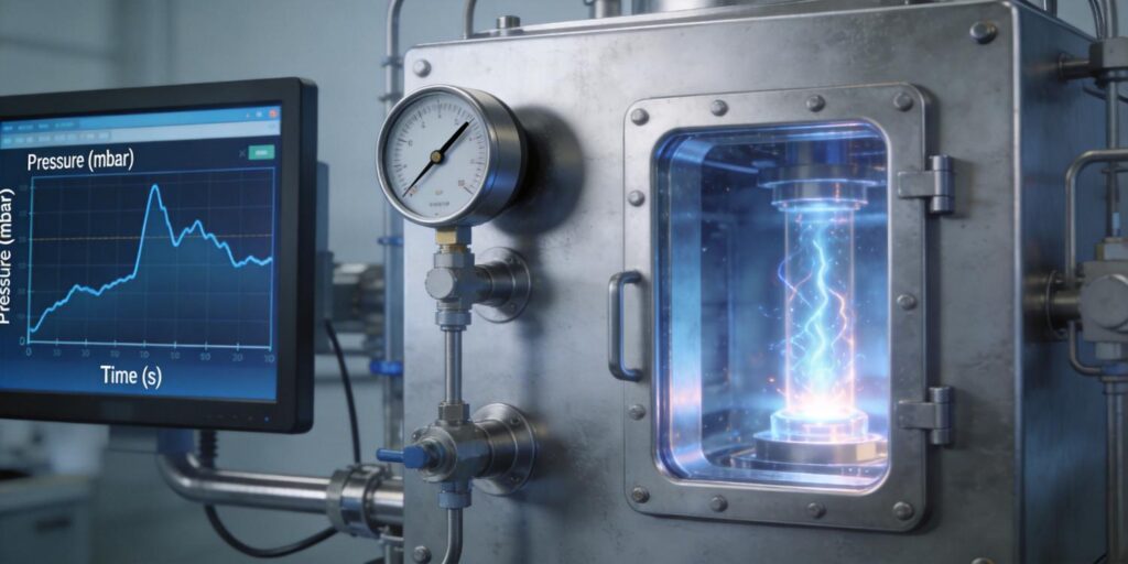 Vacuum gauge monitoring rapid pressure changes in process chamber