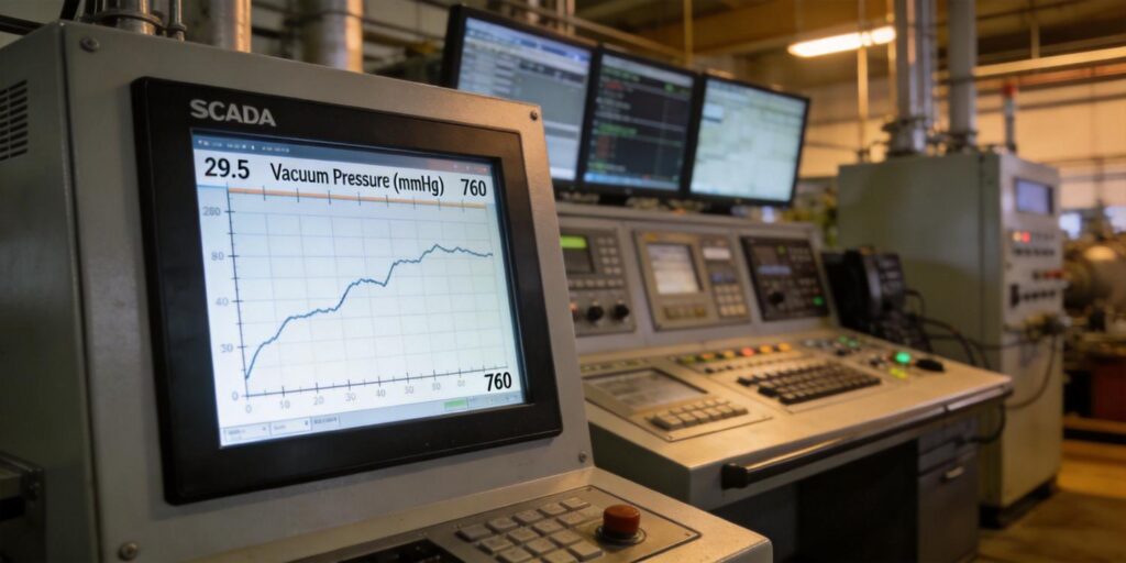 SCADA system displaying vacuum pressure readings