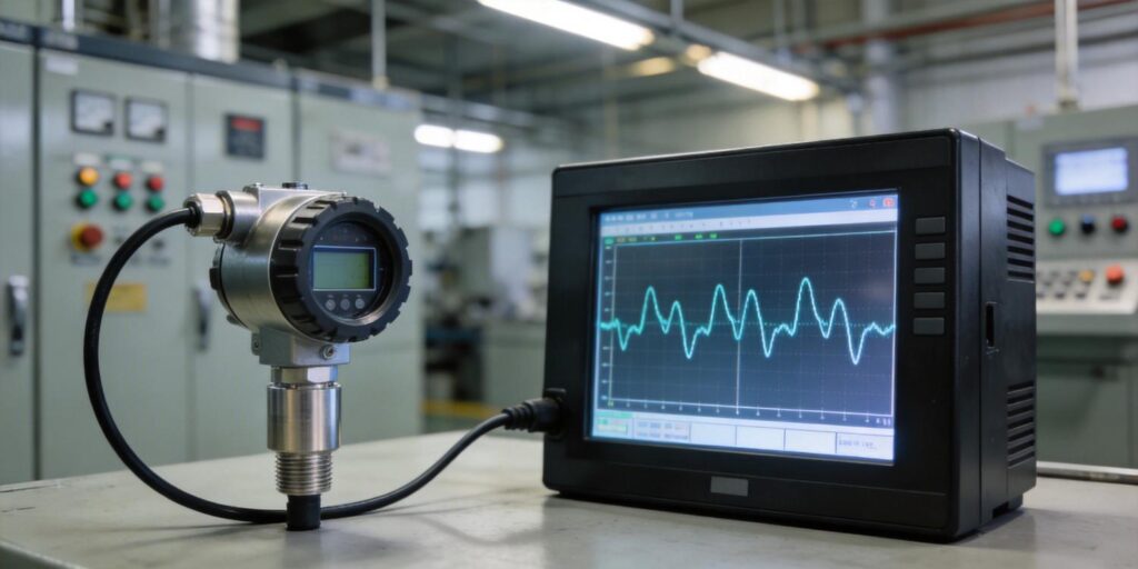 Vacuum transmitter connected to PLC with monitoring screen