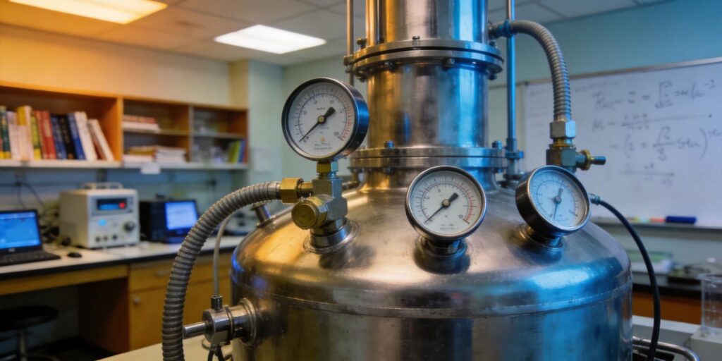 Vacuum gauges installed in university laboratory vacuum experiment setup