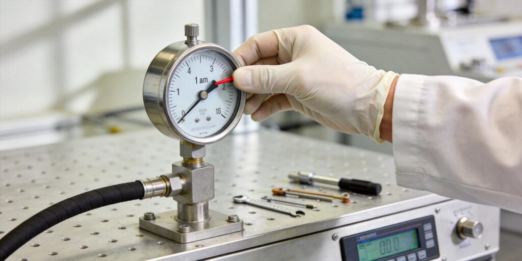 Vacuum gauge calibrated at atmospheric pressure