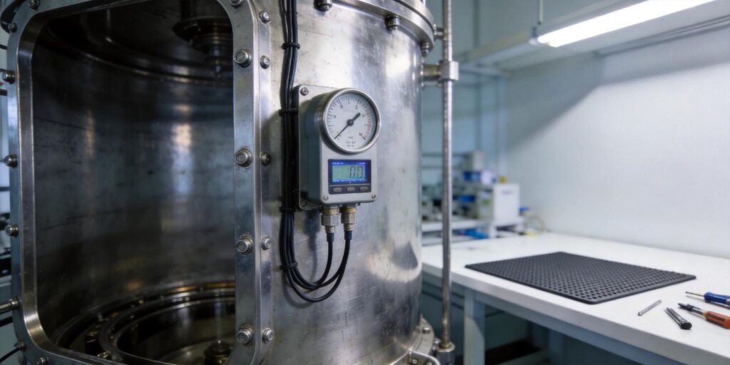 Vacuum gauge installed on analytical instrument chamber