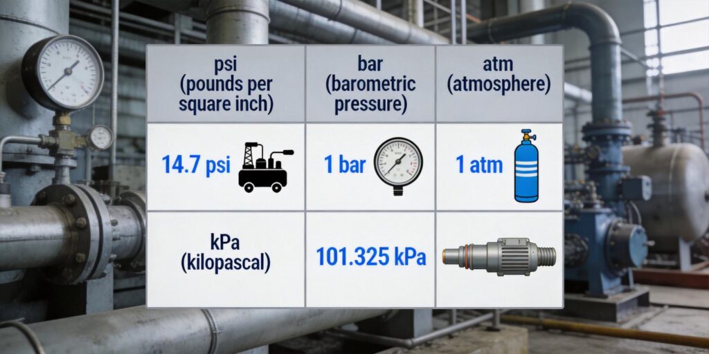 Vacuum gauge display showing different pressure units