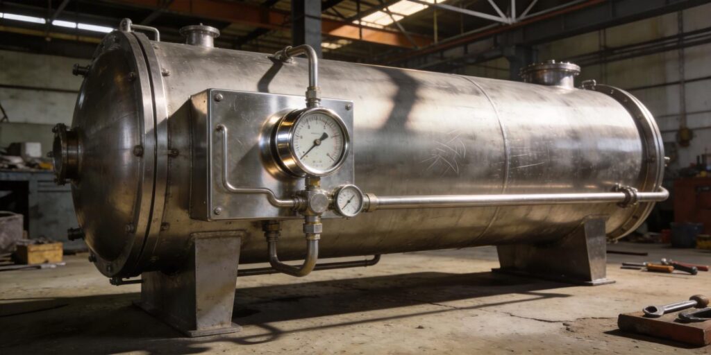 Vacuum gauge mounted on metallurgy furnace chamber