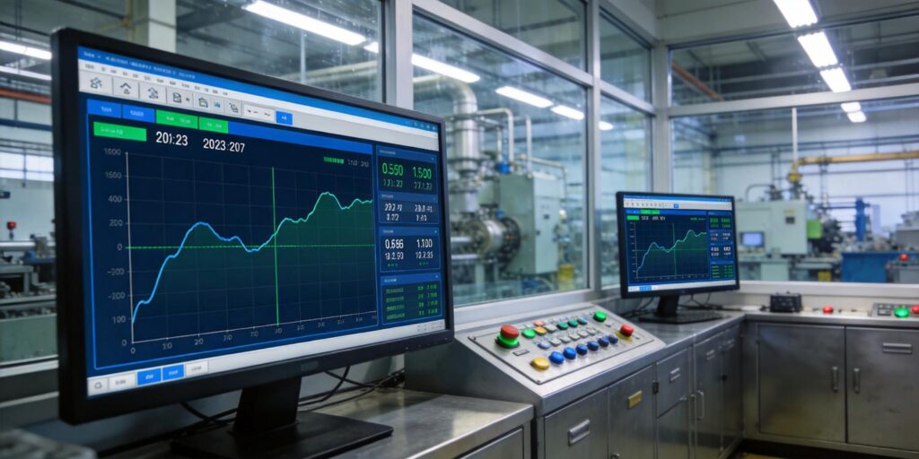 Control room dashboard displaying vacuum pressure trends