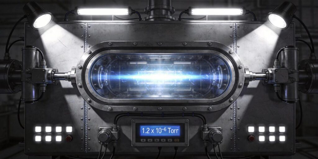 Vacuum gauge display on industrial coating chamber