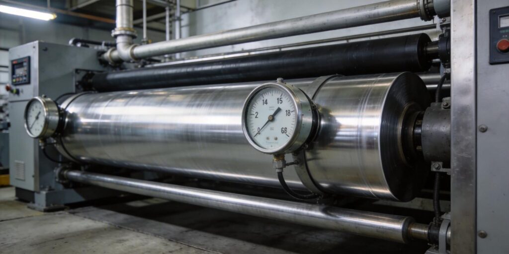 Vacuum gauges monitoring pressure in roll-to-roll coating equipment