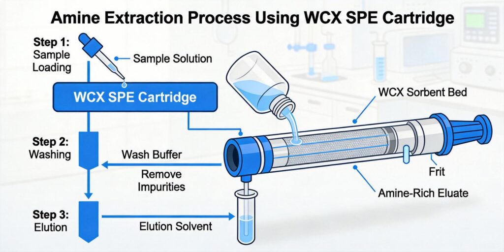 WCX SPE cartridge extraction of amine compounds