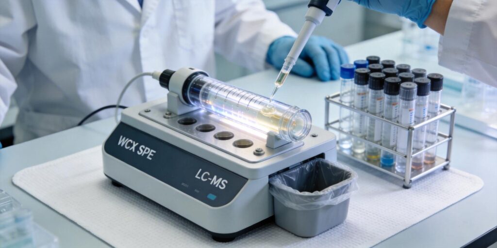 WCX SPE cartridge used in peptide purification workflow