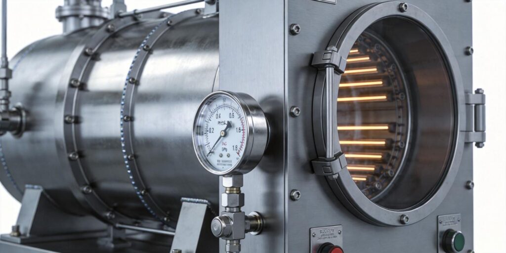 Vacuum gauge mounted on aerospace vacuum brazing furnace