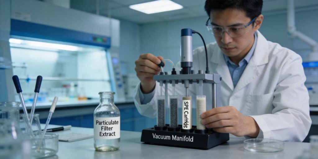 SPE extraction of pollutants from air particulate filter samples