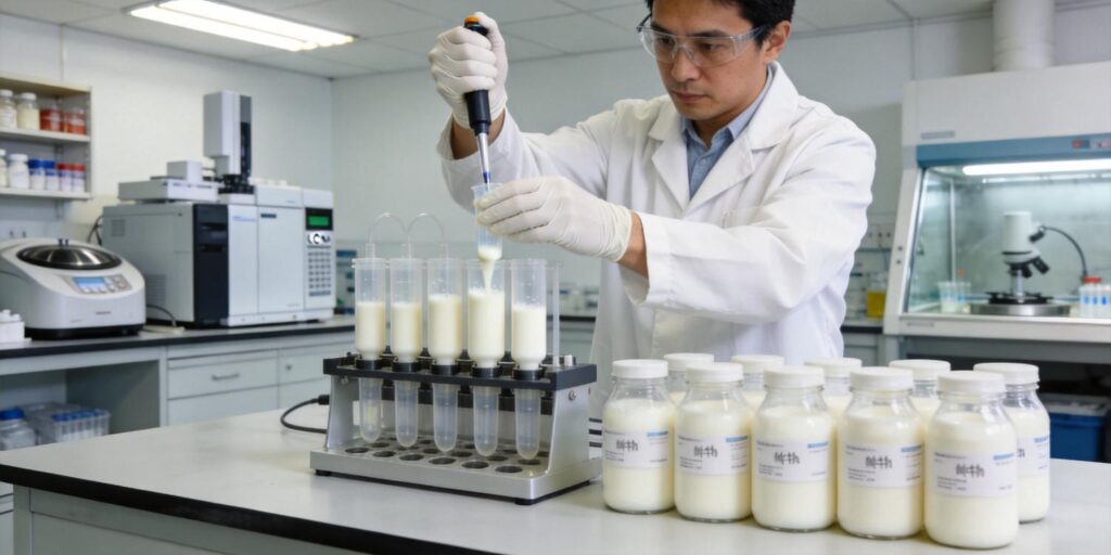 laboratory SPE extraction workflow analyzing antibiotic residues in milk samples