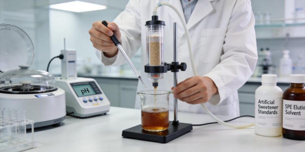 SPE purification of artificial sweeteners from beverage samples