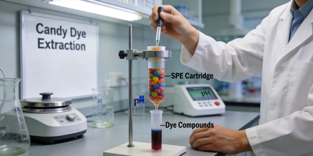 SPE extraction of artificial dyes from confectionery samples