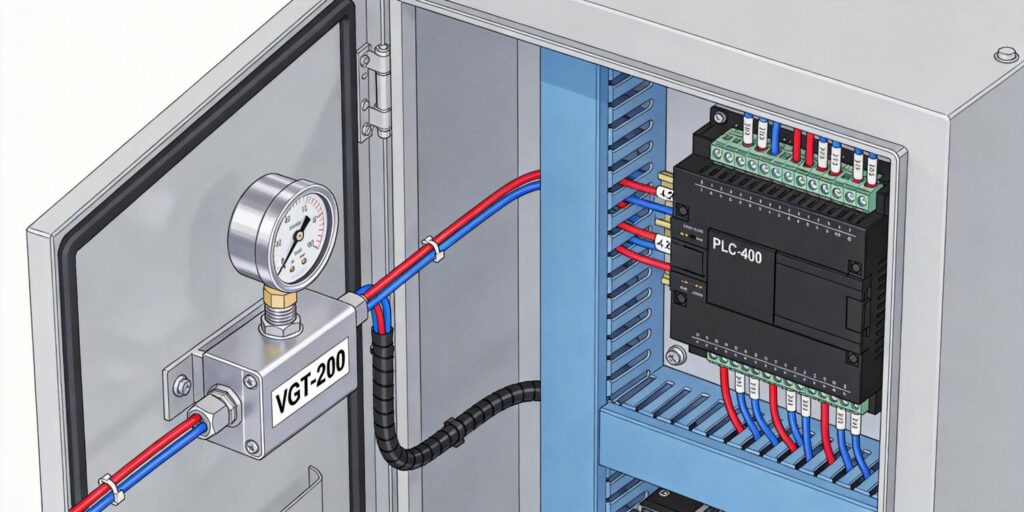 4-20mA wiring connected to vacuum gauge in control cabinet