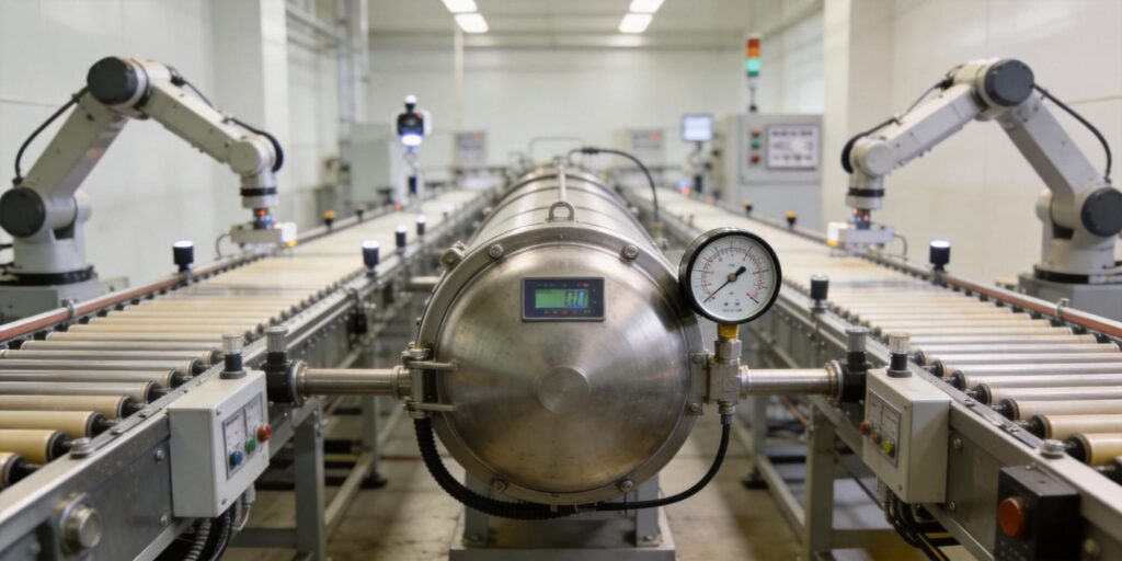 Vacuum gauge installed on continuous production vacuum system