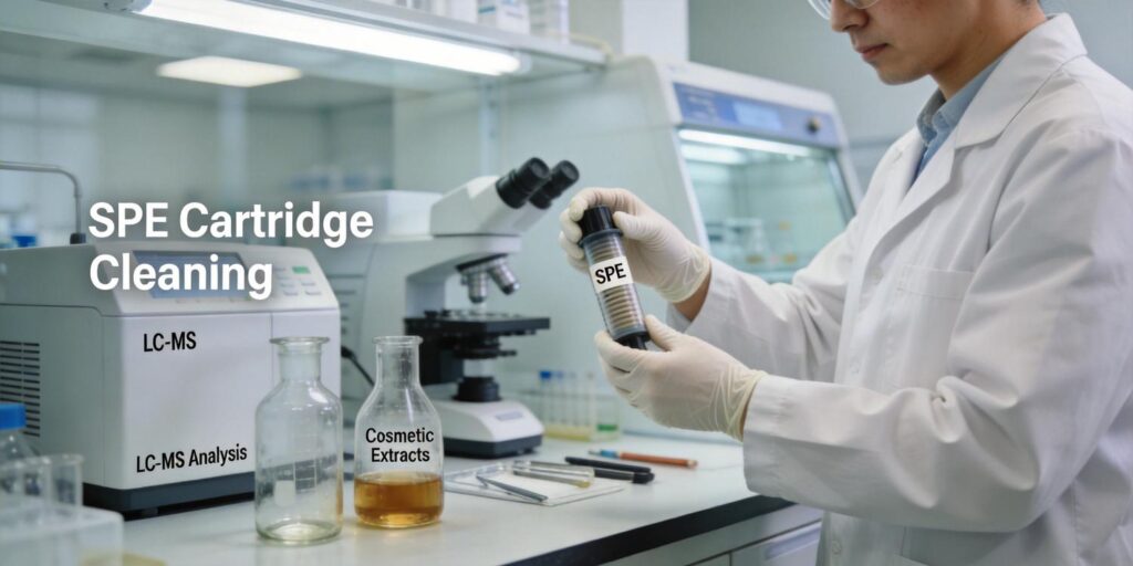 SPE cartridge purifying cosmetic extract before LC-MS analysis