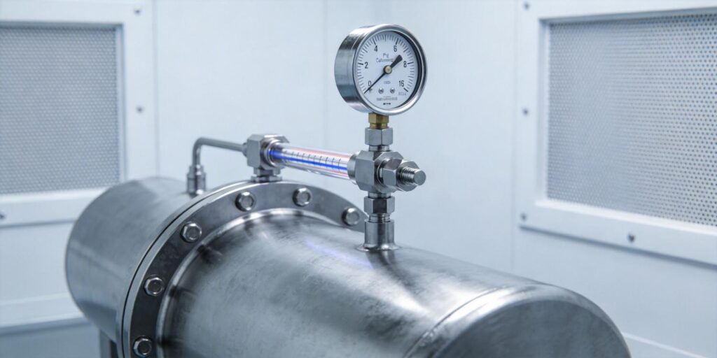 Cold cathode vacuum gauge installed on clean chamber