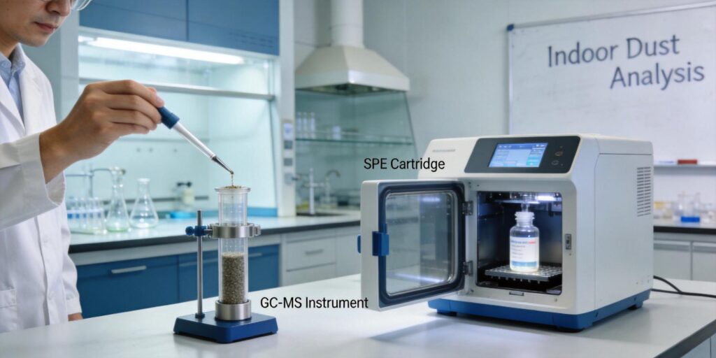SPE extraction of flame retardant contaminants from indoor dust