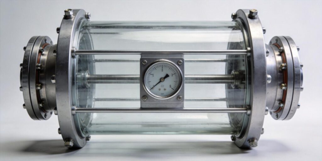 Vacuum gauge mounted on glass coating vacuum chamber