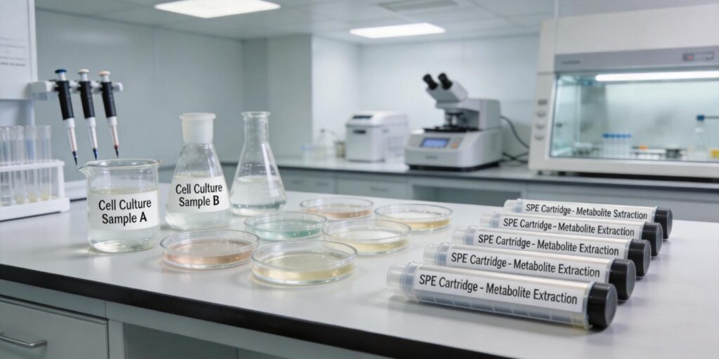 Biomedical laboratory SPE extraction of metabolites from cell culture samples